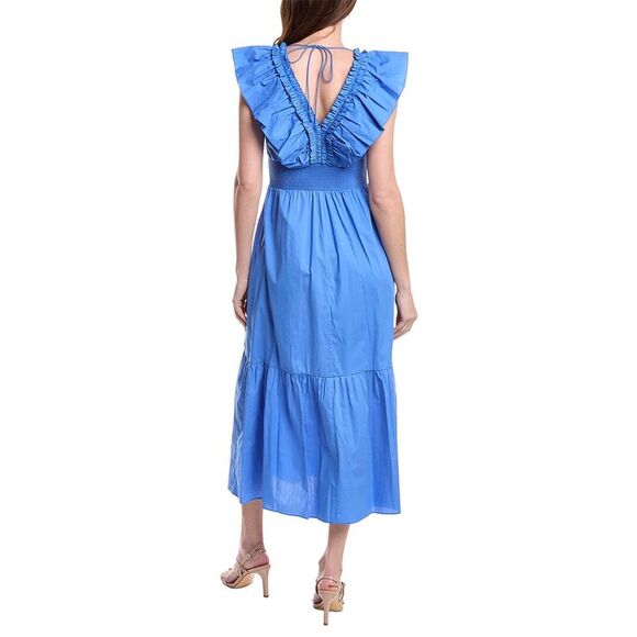 Adrianna Papell Womens  Ruffle Front Maxi Dress, Blue - Picture 2 of 3